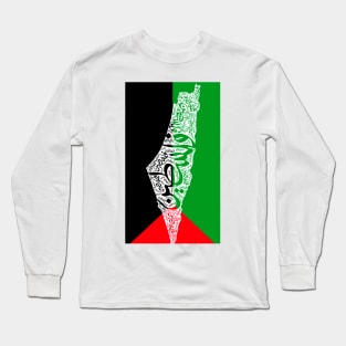 Free Palestine map and flag فلسطين Long Sleeve T-Shirt